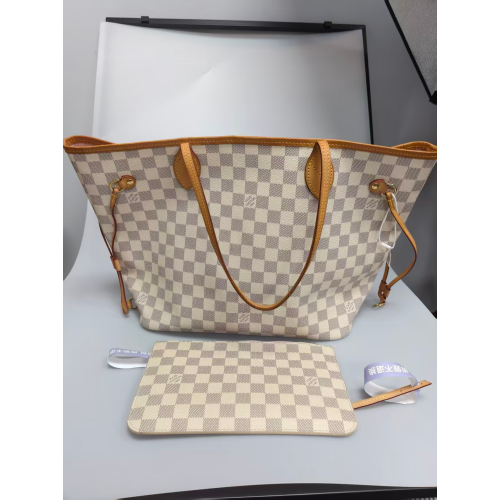 Preloved Louis Vuitton Neverfull MM tote bag in the Damier Azur canvas-26092838-BX