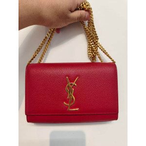 Preloved Saint Laurent Kate Small Chain Bag in red grained calfskin -26092884-BX Preloved Saint Laurent Kate Small Chain Bag in red grained calfskin -26092884-BX