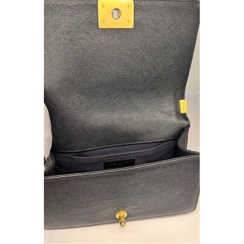 Chanel Medium Boy Caviar Leather Black Navy, Gold Tone Hardware