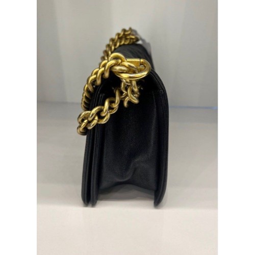 Chanel Medium Boy Caviar Leather Black Navy, Gold Tone Hardware