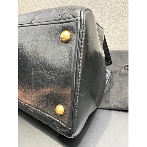 Chanel Calfskin Quilted CC Crown Tote Black, Gold Tone Hardware
