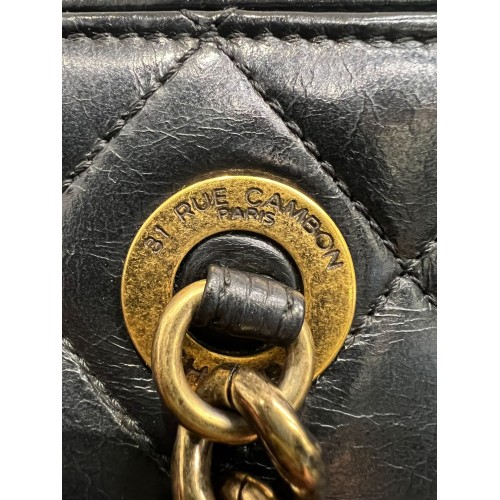 Chanel Calfskin Quilted CC Crown Tote Black, Gold Tone Hardware