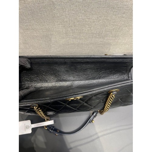 Chanel Calfskin Quilted CC Crown Tote Black, Gold Tone Hardware