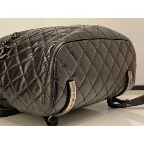 Chanel Quilted Backpack in Glazed Calfskin, Silver Hardware