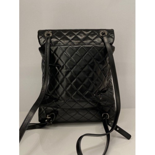 Chanel Quilted Backpack in Glazed Calfskin, Silver Hardware