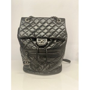 Chanel Quilted Backpack in Glazed Calfskin, Silver Hardware