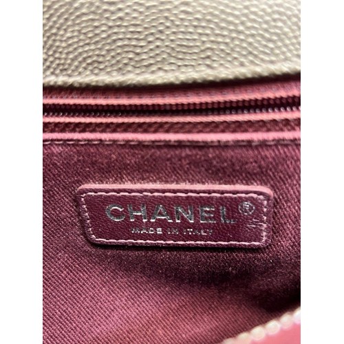 Chanel Coco Handle Medium Bronze Caviar Chevron Leather, Silver Hardware