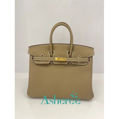 Hermes Birkin 25 Veau Togo 18 Etoupe, Gold Tone Hardware