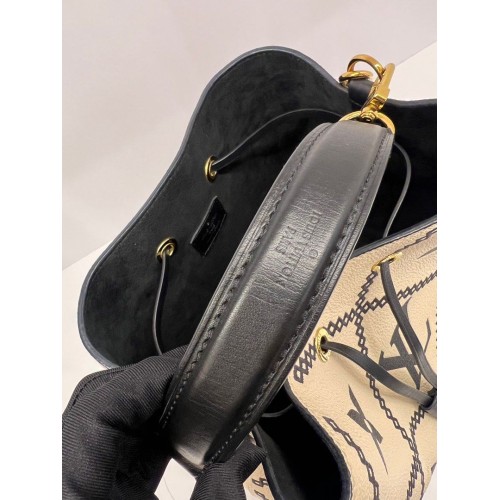 Louis Vuitton Neonoe MM Leather Cream/Black Color M46023, Gold Tone Hardware