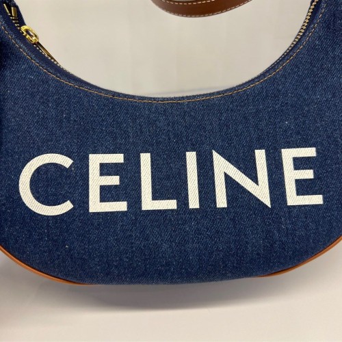 Celine Ava Shoulder Bag in Denim, Gold Tone Hardware