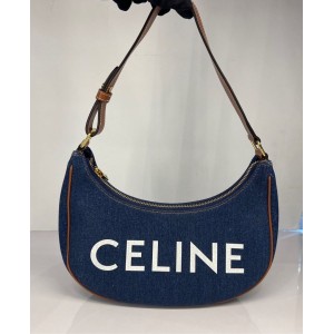Celine Ava Shoulder Bag in Denim, Gold Tone Hardware