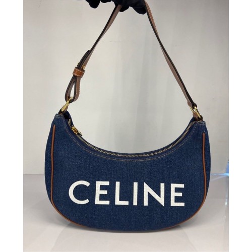 Celine Ava Shoulder Bag in Denim, Gold Tone Hardware