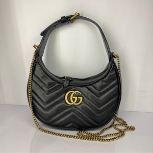 Marmont Half Moon Shoulder Bag, Gold Hardware