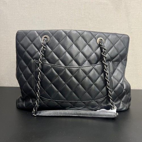 Chanel Shopping Tote Black Caviar Leather, Ruthenium Hardware