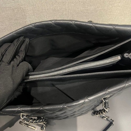 Chanel Shopping Tote Black Caviar Leather, Ruthenium Hardware