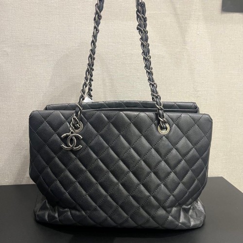 Chanel Shopping Tote Black Caviar Leather, Ruthenium Hardware