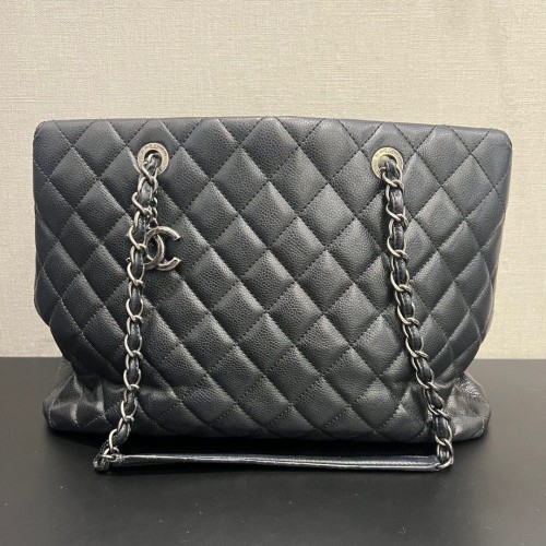 Chanel Shopping Tote Black Caviar Leather, Ruthenium Hardware