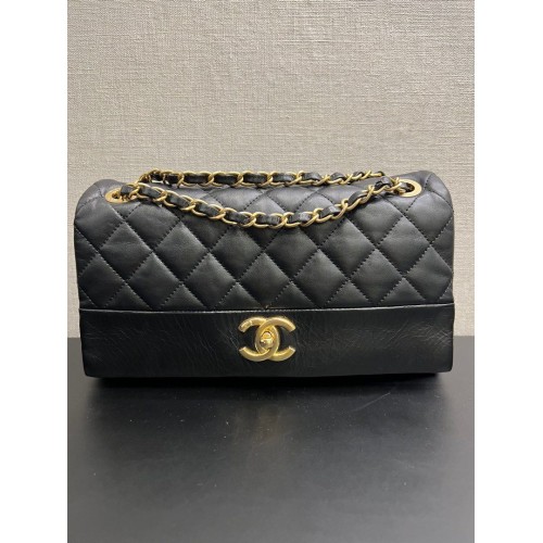 Chanel Soft Elegance Medium Handbag Black Lamb/Calf Leather
