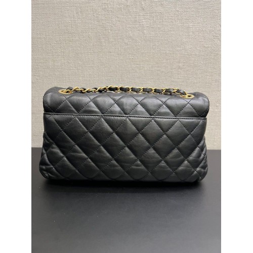 Chanel Soft Elegance Medium Handbag Black Lamb/Calf Leather