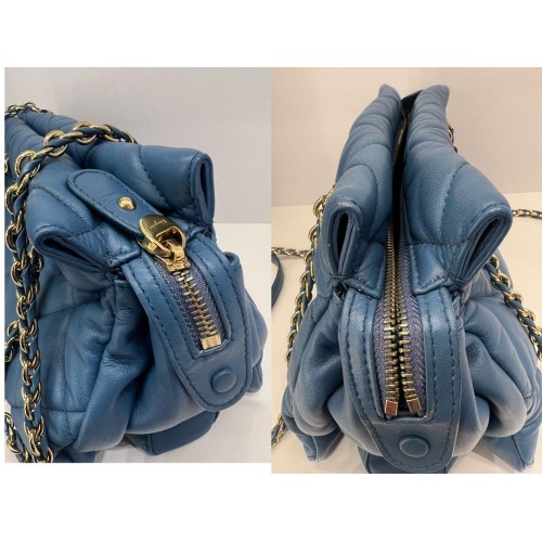 Ferragamo Vara Bow Shoulder Bag Blue, Gold Tone Hardware