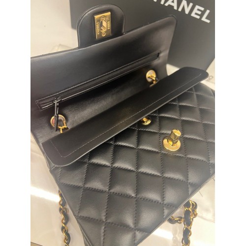 Chanel classic small double flap bag in Lambskin, Gold Tone Hardware