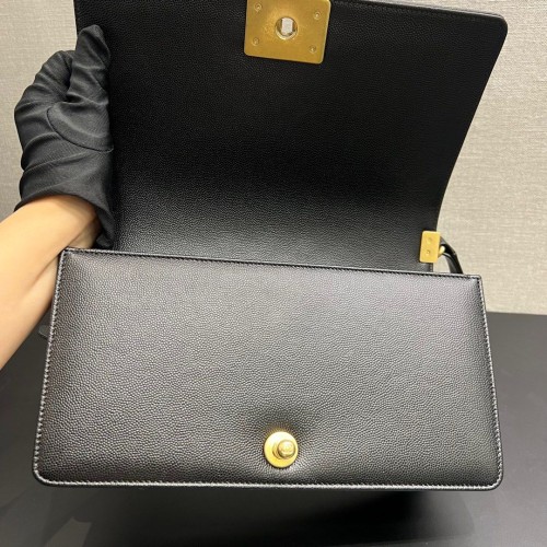 Chanel Medium Boy Caviar Black with gold Tone hardware Microchip