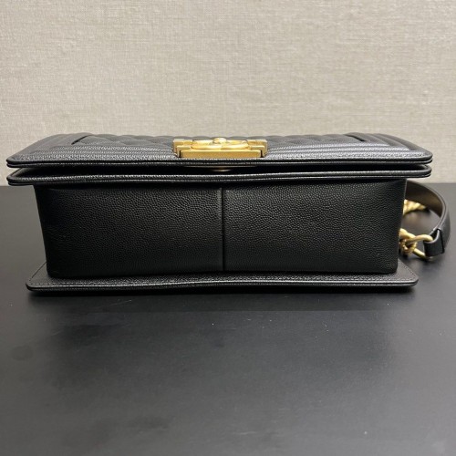 Chanel Medium Boy Caviar Black with gold Tone hardware Microchip