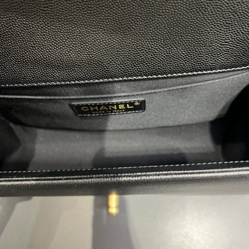 Chanel Medium Boy Caviar Black with gold Tone hardware Microchip