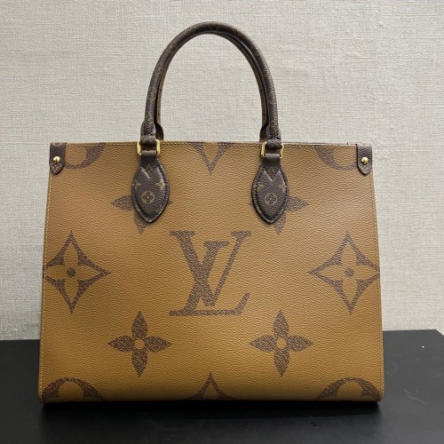 Louis Vuitton OnTheGo MM in Reverse Monogram Canvas, Gold Tone Hardware
