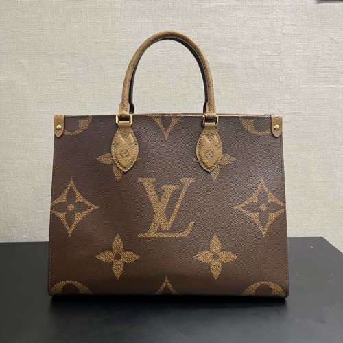 Louis Vuitton OnTheGo MM in Reverse Monogram Canvas, Gold Tone Hardware