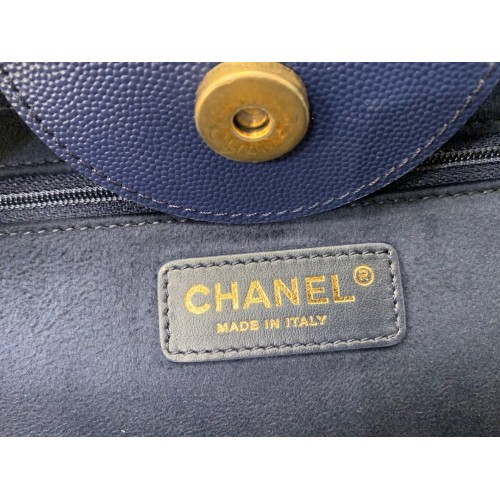 Chanel Deauville Blue Caviar Leather, Gold Tone Hardware