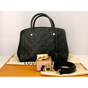 Louis Vuitton LV Montaigne BB Leather Top Handle Bag, Gold Tone Hardware
