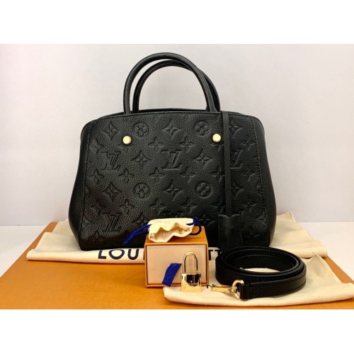 Louis Vuitton LV Montaigne BB Leather Top Handle Bag, Gold Tone Hardware
