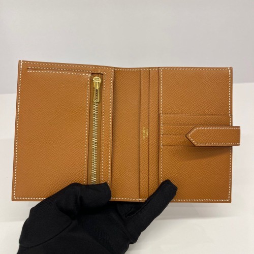 Hermes Bearn Compact Wallet Epsom Gold, Gold Tone Hardware