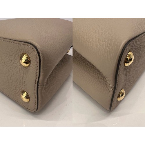 Louis Vuitton Capucines BB Handbag Galet Gray with Python Handle, Gold Tone Hardware