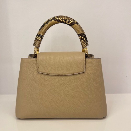 Louis Vuitton Capucines BB Handbag Galet Gray with Python Handle, Gold Tone Hardware