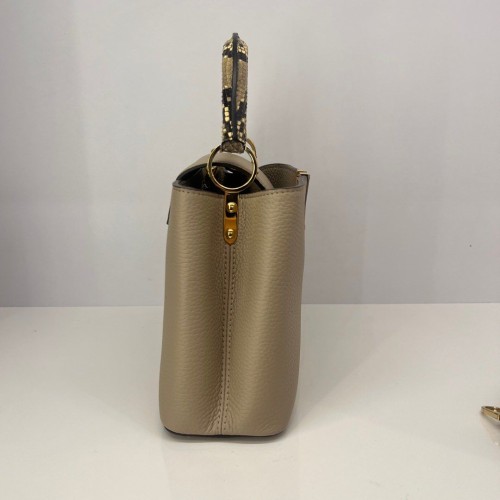 Louis Vuitton Capucines BB Handbag Galet Gray with Python Handle, Gold Tone Hardware
