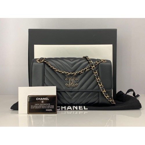 Chanel Chevron Flap Shoulder Bag Series 27, Gold Tone Hardware
