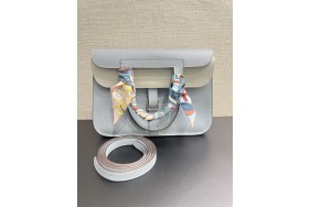 Hermes Halzan 25cm Evercolor J7 Blue Lin