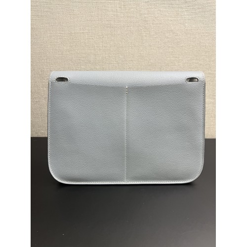 Hermes Halzan 25cm Evercolor J7 Blue Lin