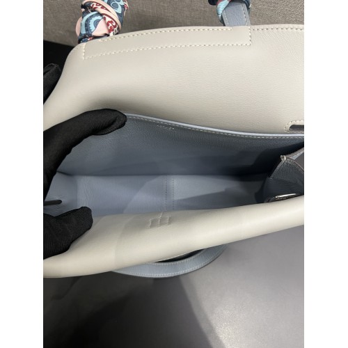 Hermes Halzan 25cm Evercolor J7 Blue Lin