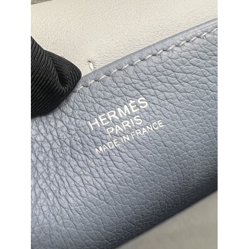 Hermes Halzan 25cm Evercolor J7 Blue Lin