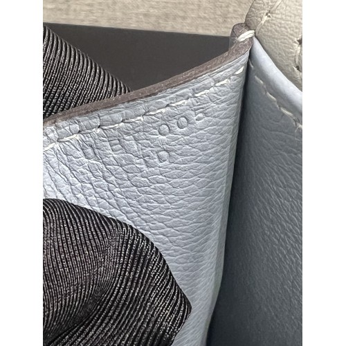 Hermes Halzan 25cm Evercolor J7 Blue Lin