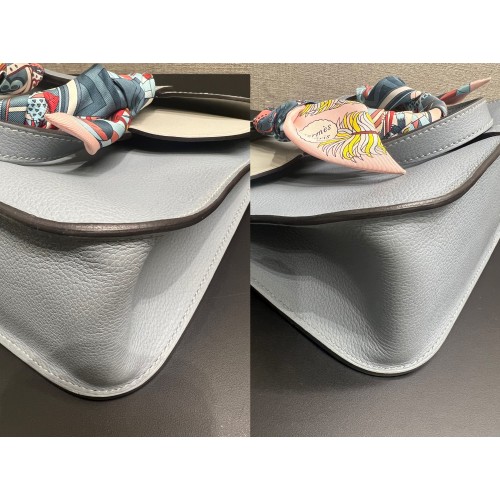 Hermes Halzan 25cm Evercolor J7 Blue Lin