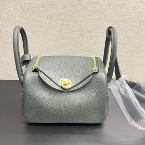Hermes Lindy Mini II Taurillon Clemence Q0 Vert Mangrove