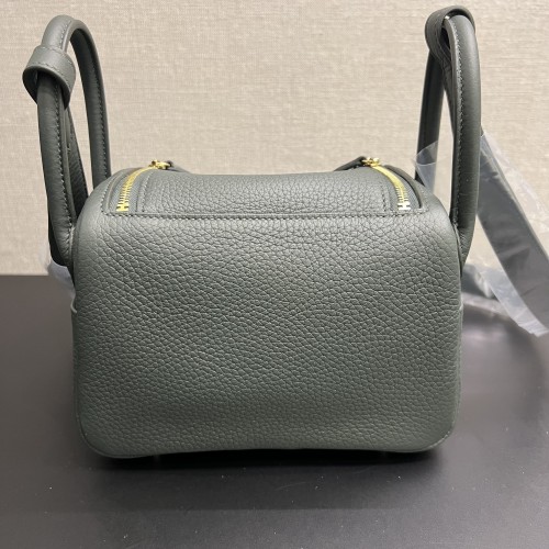 Hermes Lindy Mini II Taurillon Clemence Q0 Vert Mangrove