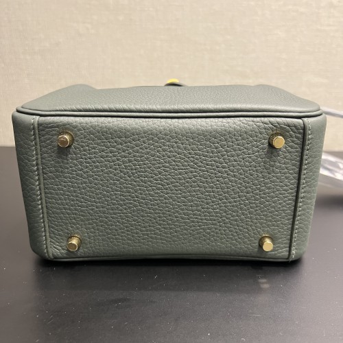 Hermes Lindy Mini II Taurillon Clemence Q0 Vert Mangrove