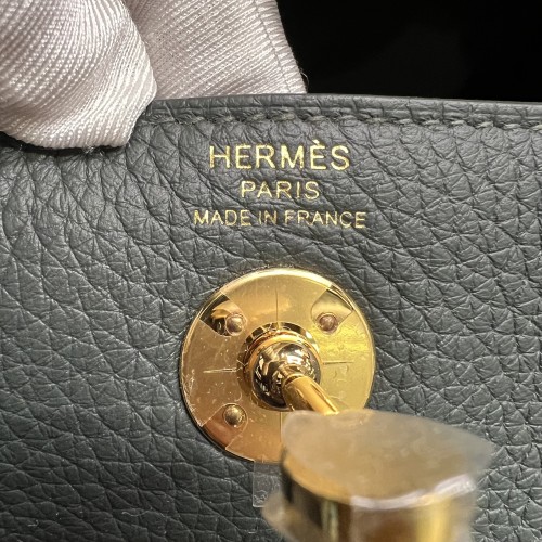 Hermes Lindy Mini II Taurillon Clemence Q0 Vert Mangrove