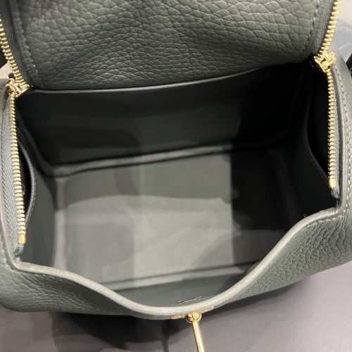 Hermes Lindy Mini II Taurillon Clemence Q0 Vert Mangrove