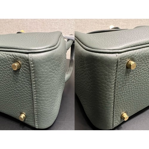 Hermes Lindy Mini II Taurillon Clemence Q0 Vert Mangrove